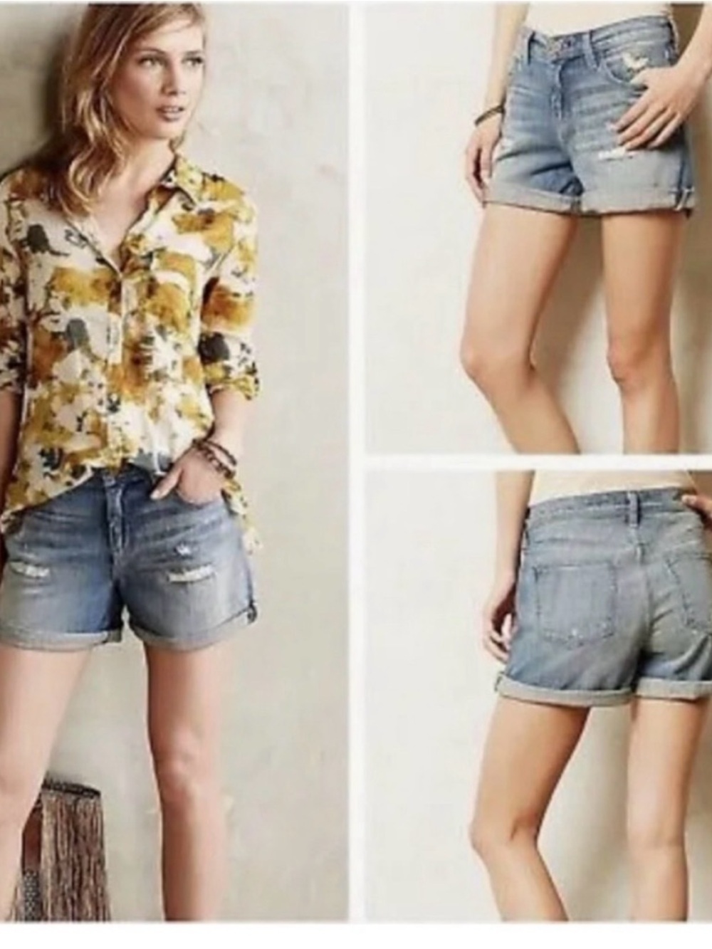 ☀️3/$15 Anthropologie Pilcro Hyphen Distressed Boyfriend Denim Jean Shorts 32